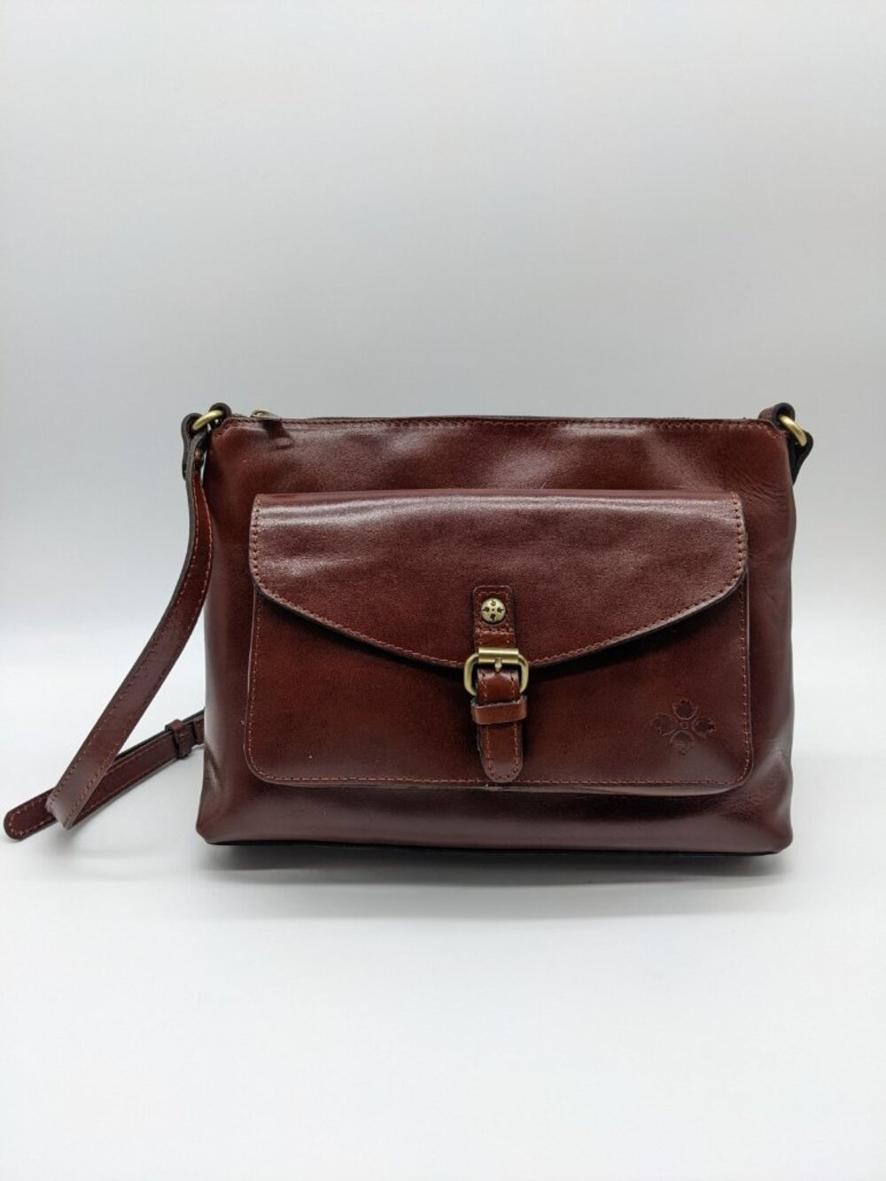 PATRICIA NASH Kirby leather front pocket vintage LG crossbody British Tan Used
